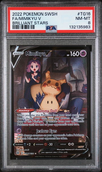2022 Pokemon Sword and Shield Brilliant Stars Mimikyu V #TG16 PSA 8