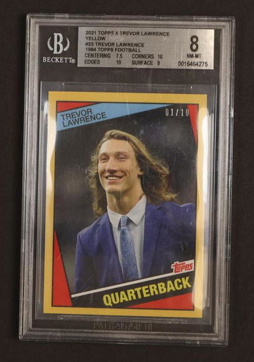 2021 Topps X Trevor Lawrence 1984 Football Yellow Trevor Lawrence #23 /10 BGS 8