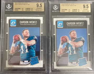 (2) Carson Wentz 2016 Optic Rookie BGS 9.5