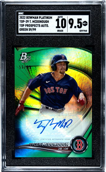 2022 Bowman Platinum #TOP-29 Tyler Mcdonough Top Pros. Auto, Green /99 SGC 9.5