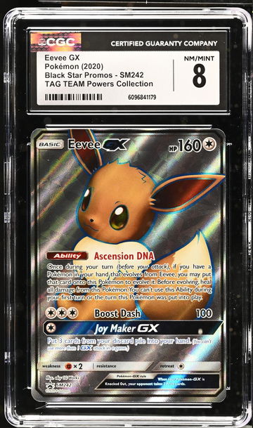 2020 Pokémon Sun & Moon Black Star Promo Eevee #SM242 GX Holo CGC 8