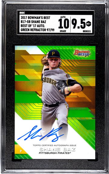 2017 Bowman's Best Best of '17 Auto Green Refractor /99 Shane Baz SGC 9.5 w 10 Autograph Pop 1!!!