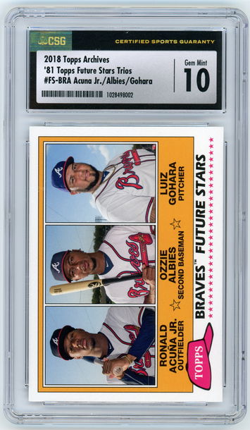 RONALD ACUNA JR OZZIE ALBIE GOHARA 2018 Topps Archives Braves Future Stars Rc #FS-BRA CSG 10