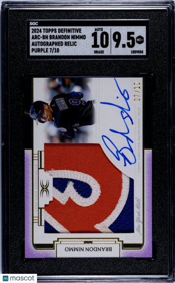 2024 Topps Definitive Collection Brandon Nimmo #ARC-BN Autograph Relic Purple SGC 9.5 Auto 10