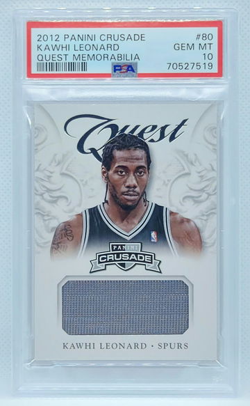 KAWHI LEONARD 2012-13 PANINI CRUSADE QUEST JERSEY ROOKIE RC #80 PSA 10 GEM MINT!