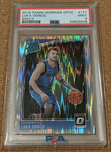 2018-19 Optic 🏀 LUKA DONCIC Rated Rookie Shock Prizm Holo Mavericks PSA 9 RC 🔥