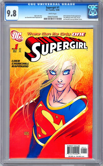 SUPERGIRL #1 CGC 9.8 *MICHAEL TURNER CVR* JEPH LOEB SUPERGIRL ORIGIN STORY 2005