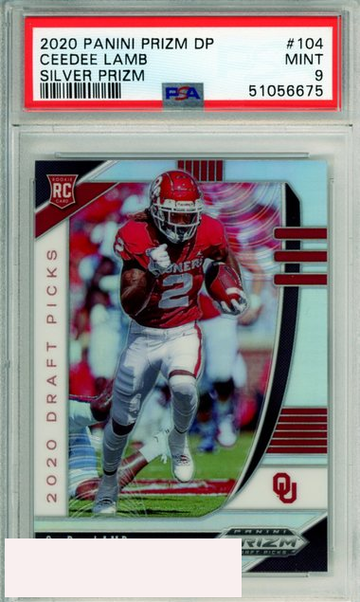2020 PANINI PRIZM DRAFT PICKS SILVER PRIZM CEEDEE LAMB #104 ROOKIE PSA MINT 9