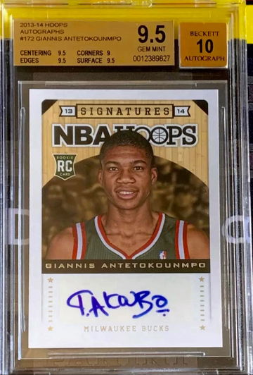 2013-14 Hoops Autographs Giannis Antetokounmpo RC BGS 9.5/10
