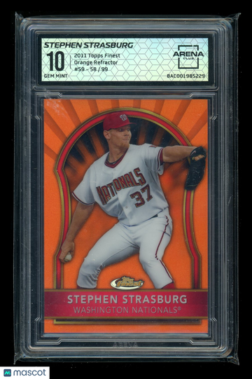2011 Topps Finest Orange Refractor Stephen Strasburg #59 /99 Refractor Arena Club 10