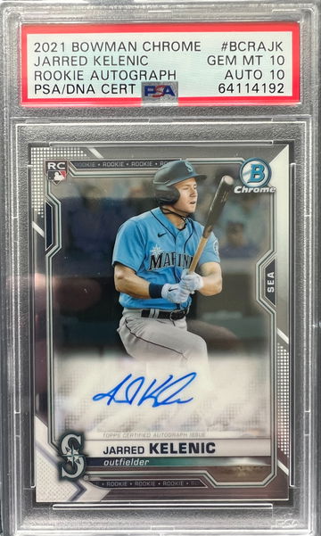 2021 Bowman Chrome Jarred Kelenic Rookie Autograph #BCRAJK PSA 10 AUTO 10 POP 4