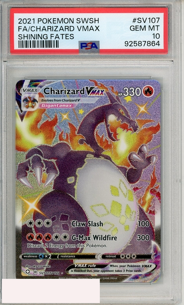 2021 POKEMON SWORD SHIELD SHINING FATES FA CHARIZARD VMAX #SV107 PSA 10