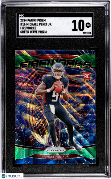 2024 Panini Prizm Michael Penix JR. #16 Fireworks Green Wave SGC 10