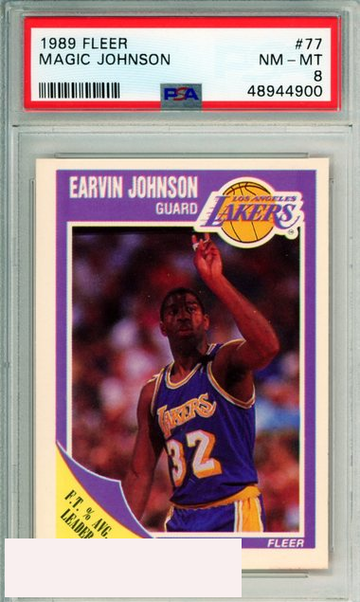 1989 FLEER MAGIC JOHNSON #77 LOS ANGELES LAKERS HOF PSA NM-MT 8