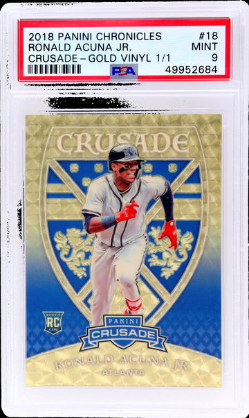 2018 Panini Crusade Gold Vinyl Ronald Acuna Jr. #18 /1 PSA 9