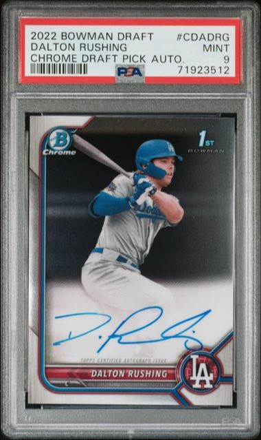 2022 Bowman Draft Chrome Dalton Rushing Auto PSA 9