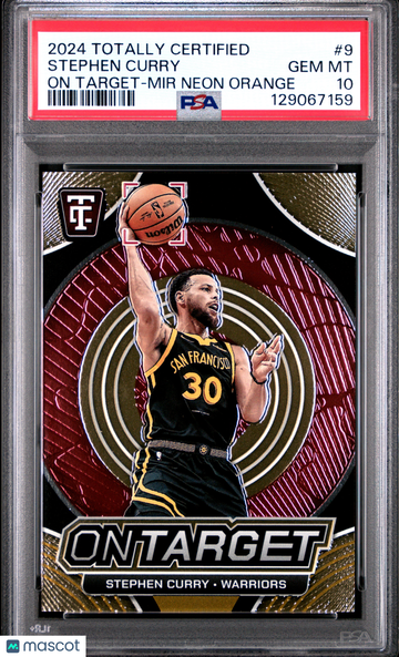 2024 Panini Totally Certified On Target Stephen Curry #9 Mir Neon Orange PSA 10