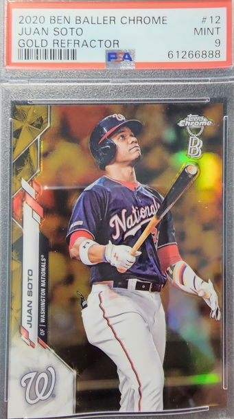 Juan Soto 2020 Ben Baller Chrome #12 Gold Refractor /50 PSA 9