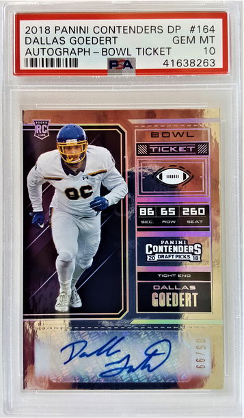 2018 Contenders Draft Picks - Auto Bowl Ticket - Dallas Goedert RC #85/99 PSA 10 Gem-Mint PSA Population 2 Ultra RARE!!!