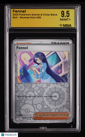 2025 Pokemon Scarlet & Violet Black Bolt Fennel Reverse Holo MBA 9.5 #82