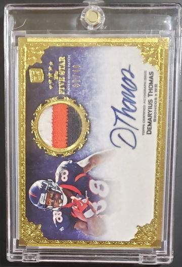 Demaryus Thomas Autographed, RC, game patch #32 of 40. Topps # 173