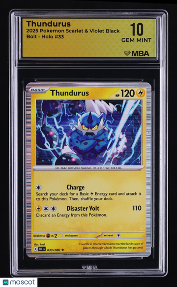 2025 Pokemon Scarlet & Violet Black Bolt Thundurus Holo MBA 10 #33