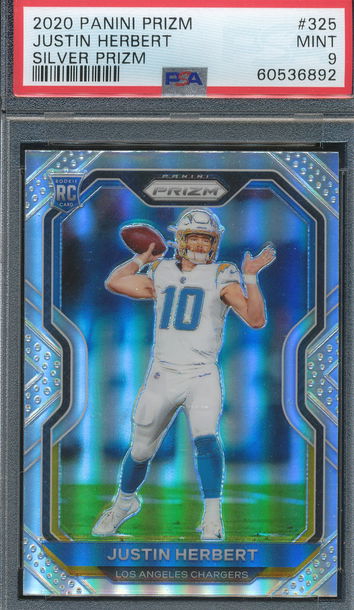 2020 Prizm Silver Justin Herbert PSA 9 Mint