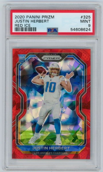 2020 Panini Prizm Justin Herbert Rookie Red Ice PSA 9
