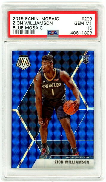 Zion Williamson 2019 Panini Mosaic Prizm Blue RC 24/99 PSA 10 Gem Mint