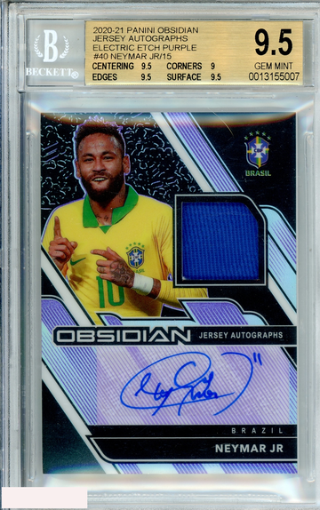 2020 PANINI OBSIDIAN NEYMAR JR#40 JERSEY AUTO ELECTRIC ETCH 6 OF 15 BGS 9.5