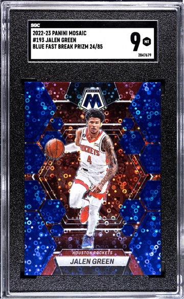 2022-23 Panini Mosaic Blue Fast Break Prizm Jalen Green #193 /85 SGC 9