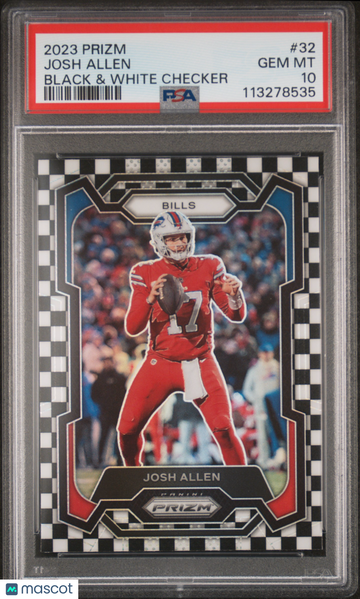2023 Panini Prizm Josh Allen #32 Black & White Checker PSA 10