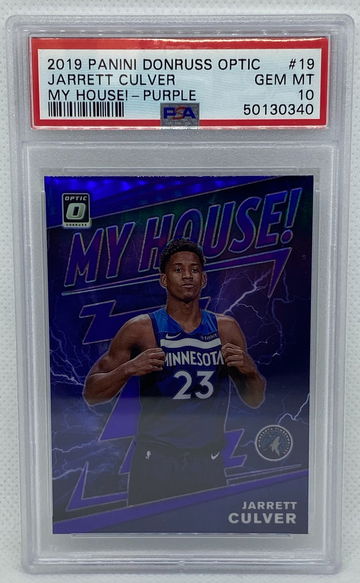 Jarrett Culver 2019-20 Donruss Optic Basketball My House Purple Prizm Holo Rookie Card PSA 10