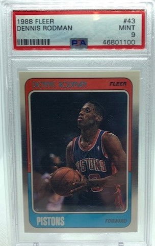 1988 Fleer #43 Dennis Rodman RC PSA 9 Mint