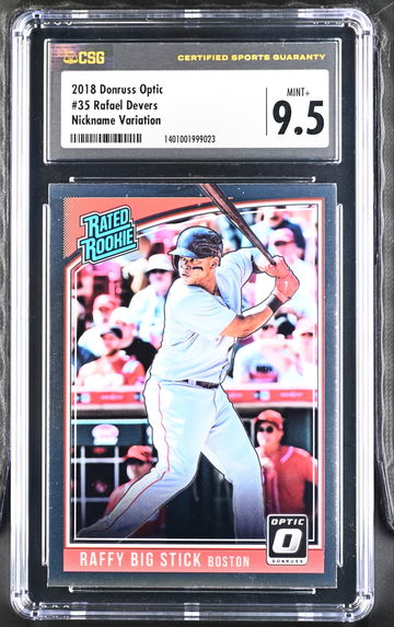 2018 Donruss Optic Rafael Devers RC Nickname Variation CSG 9.5 Mint Plus