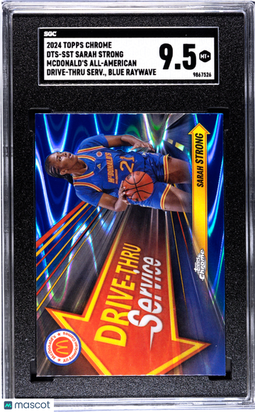 2024 Topps Chrome Mcdonald's All-American Sarah Strong #DTS-SST Drive Thru Service Blue Raywave Refractor SGC 9.5