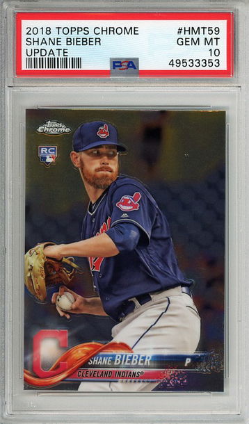 Shane Bieber 2018 Topps Chrome Update #HMT59 PSA 10 Gem Mint Rookie RC! 3353