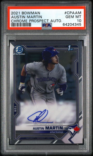 2021 BOWMAN CHROME AUTO Austin Martin PSA 10