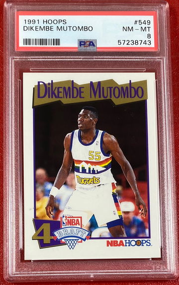 1991 NBA Hoops Dikembe Mutombo #549  PSA 8 Denver Nuggets