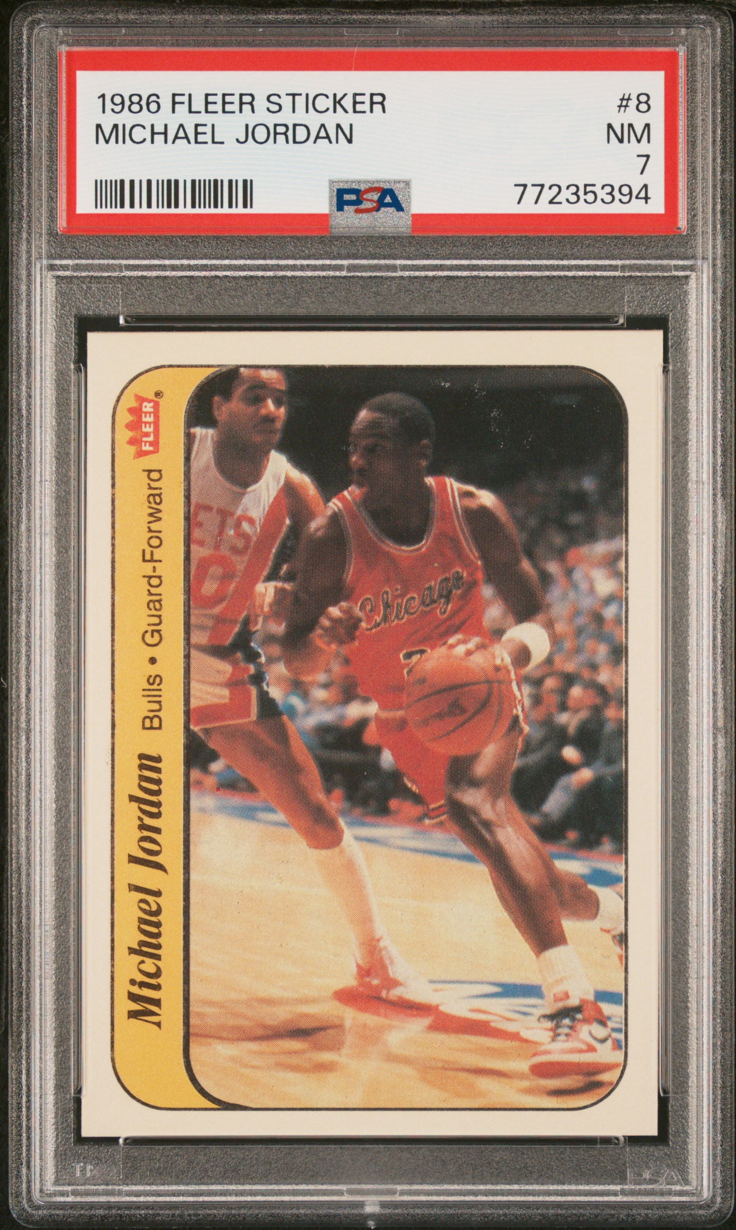 1986 Fleer Sticker Michael Jordan #8 PSA 7 Chicago Bulls HOF