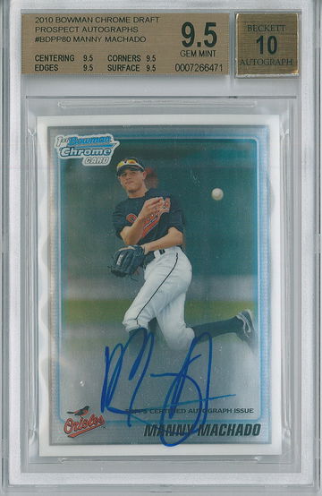 2010 Bowman Draft Manny Machado #BDPP80 BGS 9.5 True Gem