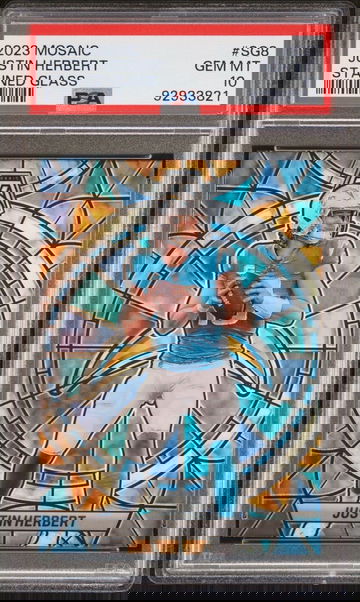 Justin Herbert 2023 Mosaic Stained Glass PSA 10 Gem Mint #SG-8 SSP Case Hit NFL