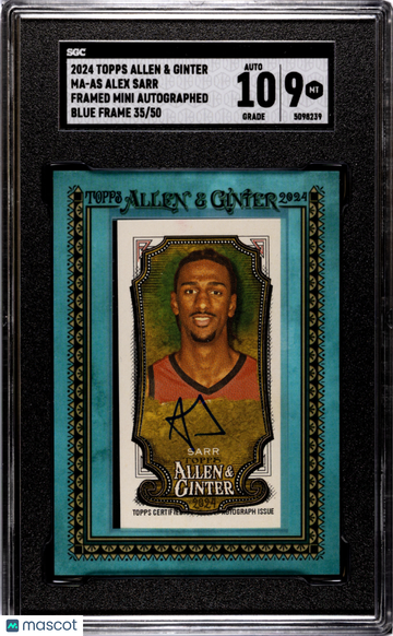 2024 Topps Allen & Ginter Alex Sarr #MA-AS Framed Mini Autograph Blue Frame SGC 9 Auto 10