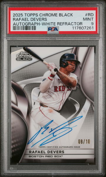 2025 Topps Chrome Black Autographs White Refractor Rafael Devers #RD /10 PSA 9