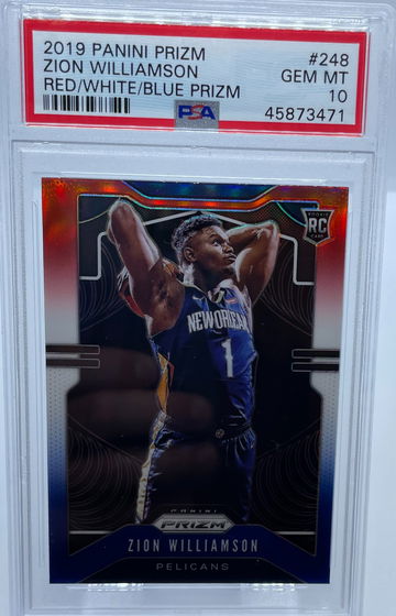 2019 Panini Prizm Zion Williamson Red White Blue Prizm PSA 10 GEM MINT
