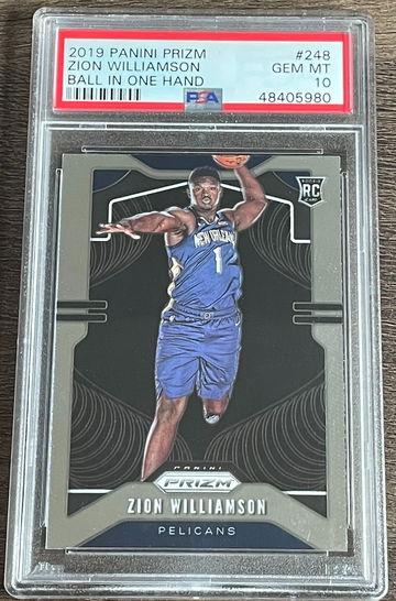 2019 Panini Prizm Zion Williamson Ball in One  Hand Variation PSA 10 #248