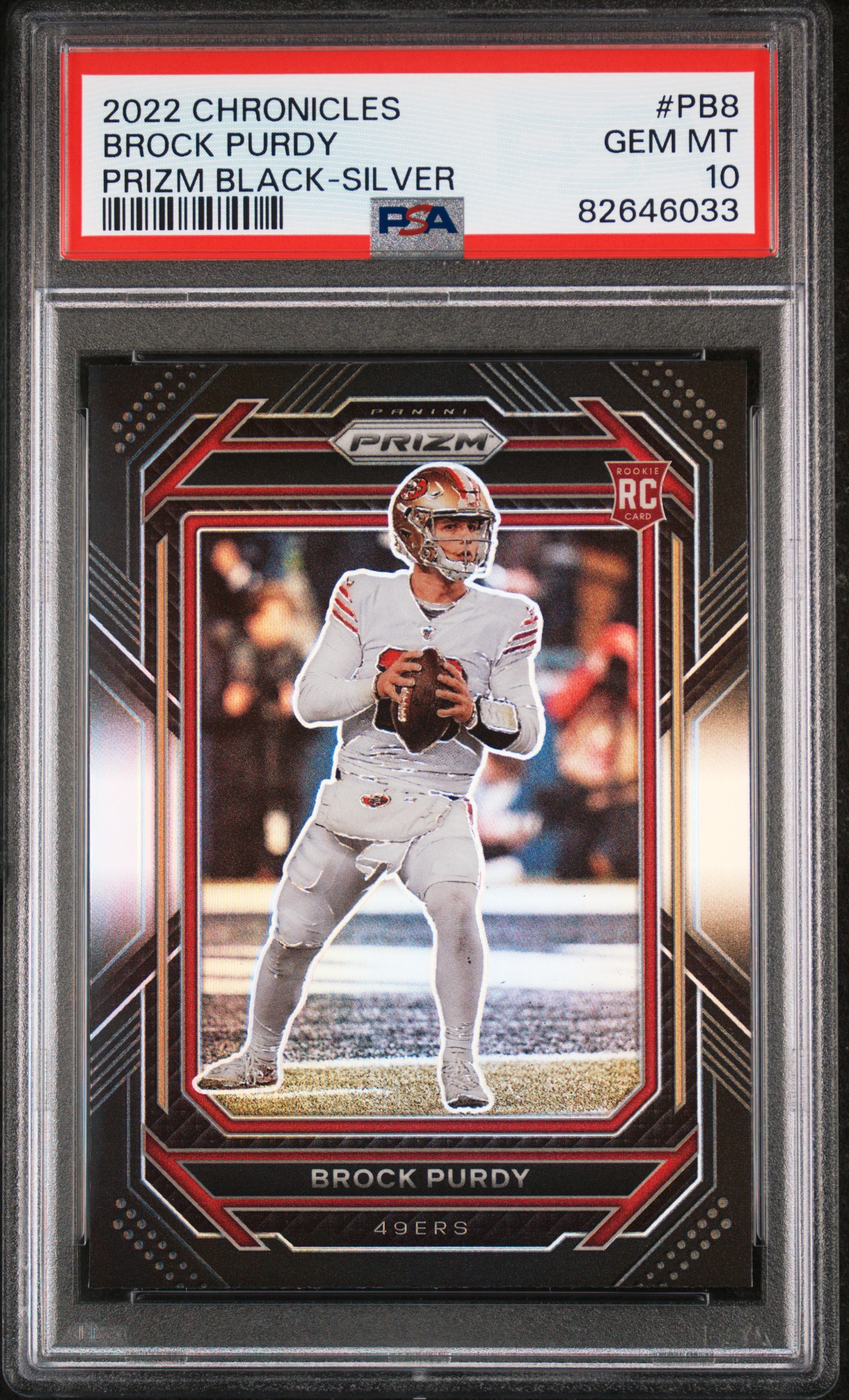 PSA 10 2022 Panini Chronicles Prizm Black Brock Purdy RC Prizm Silver #PB8