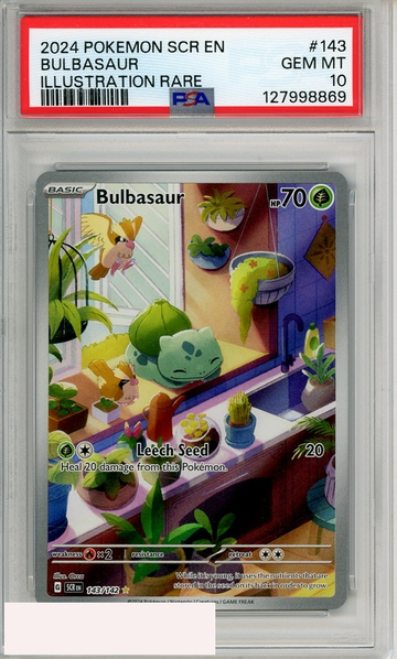 2024 POKEMON SCR EN-STELLAR CROWN BULBASAUR #143 ILLUSTRATION RARE PSA 10