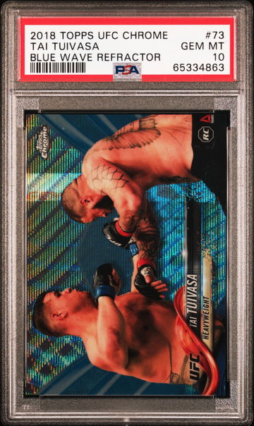 2018 UFC Topps Chrome Tai Tuivasa ROOKIE Blue Wave Refractor 17/75 PSA 10 Pop 5