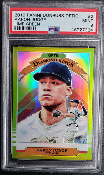 2019 Donruss Optic Lime Green Prizm #2 Aaron Judge  PSA 9